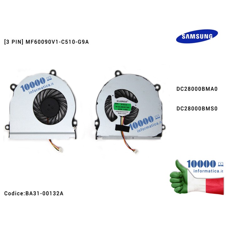 Ventola Fan SAMSUNG NP355 NP355V4X NP355V4C NP350V5C NP355E4C NP355V5C [3 PIN]  DC28000BMA0 DC28000BMS0 MF60090V1-C510-G9A