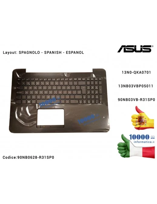 90NB0628-R31SP0 Teclado Espanol Completo de Top Case Superior [NEGRA] ASUS X555LA F555LA X554LA X555LD A555L A555LD F555L F55...