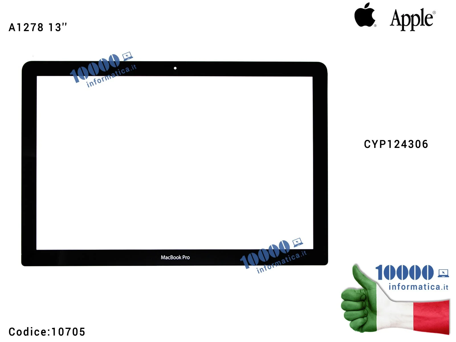 10705 Vetro Schermo APPLE MacBook Pro A1278 13'' Front Glass Bezel Cornice Anteriore CYP124306