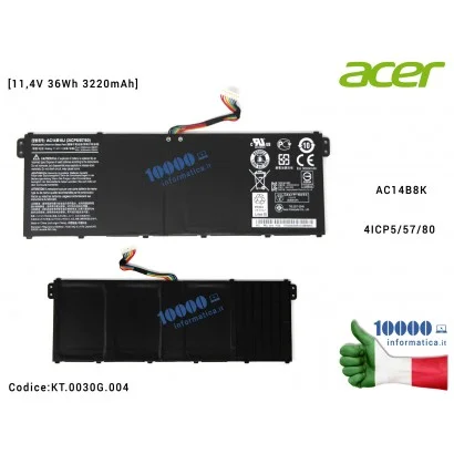 KT.0030G.004 Batteria AC14B18J AC14B13J ACER Aspire ES1-512 ES1-520 ES1-521 ES1-531 C730 CB3-111 CB5-311 [11,4V 36Wh 3220mAh]