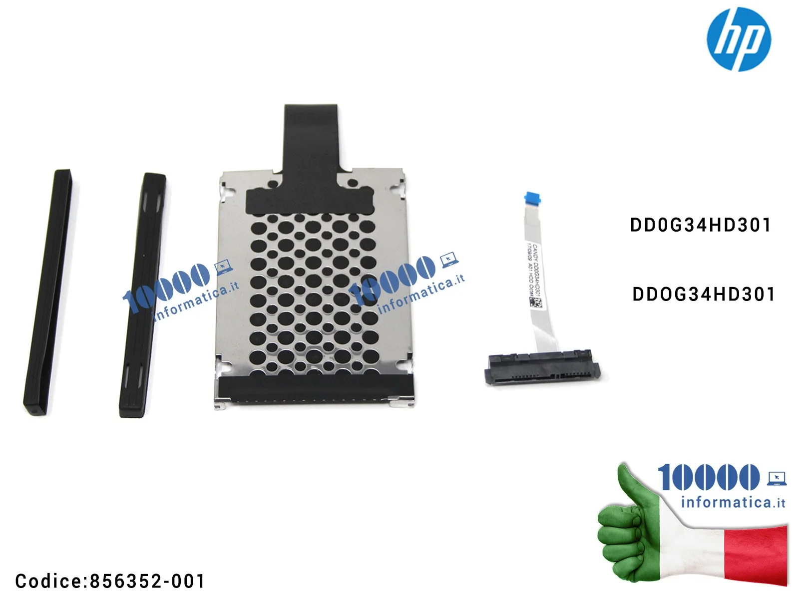 856352-001 KIT Supporto Caddy + Cavo Connettore HDD Hard Disk HP Pavilion 15-AU 15-AW DD0G34HD301 DDOG34HD301