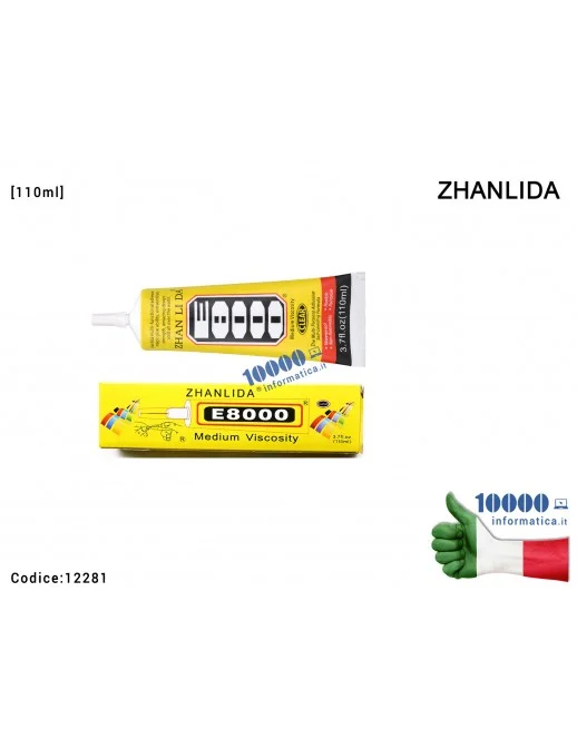 Colla Multiuso ZHANLIDA E-8000 [110ml] Glue E-8000 Gel Trasparente Adesivo per Riparazioni Cellulari Frame Touch Screen Display 
