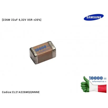 Condesatore Ceramico Multistrato SMD 0805 226M 22uF 6,32V X5R ±20% [10 pezzi] SAMSUNG Electro-Mechanics CL21A226MQQNNNE