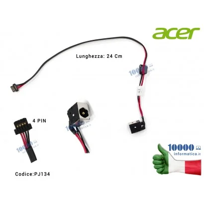 Connettore DC Power Jack PJ134 ACER Aspire D250 P531 KAV10 KAV60 (24 cm) DC301007400 50.S6802.003 50S6802003