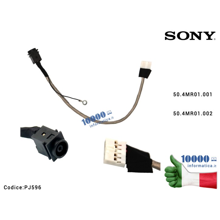 Connettore DC Power Jack PJ596 SONY SVE17 SVE171 (Z70CR) SVE171A11M SVE171G12L SVE171E13L SVE171C11M SVE171C4E SVE171D4E SVE17 Z