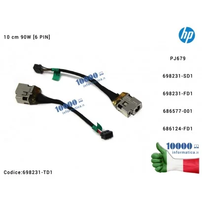 Connettore DC Power Jack PJ679 HP SleekBook 15-B Envy 4-1000 698231-TD1 698231-SD1 698231-FD1 686577-001 686124-FD1
