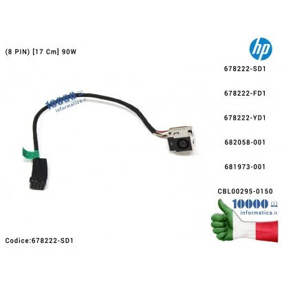 Connettore DC Power Jack PJ968 HP Pavilion G6-1000 G6-1100 M7-1000 DV6-7000 DV7-7000 M7-1000 (8 PIN) [17 cm] 67822-SD1 678222-FD