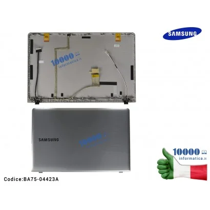 Cover LCD SAMSUNG NP270E5V NP270E5E NP275E5E NP300E5E (SILVER) + Cavo Flat BA39-01311A + Cavi Antenne Wi-Fi