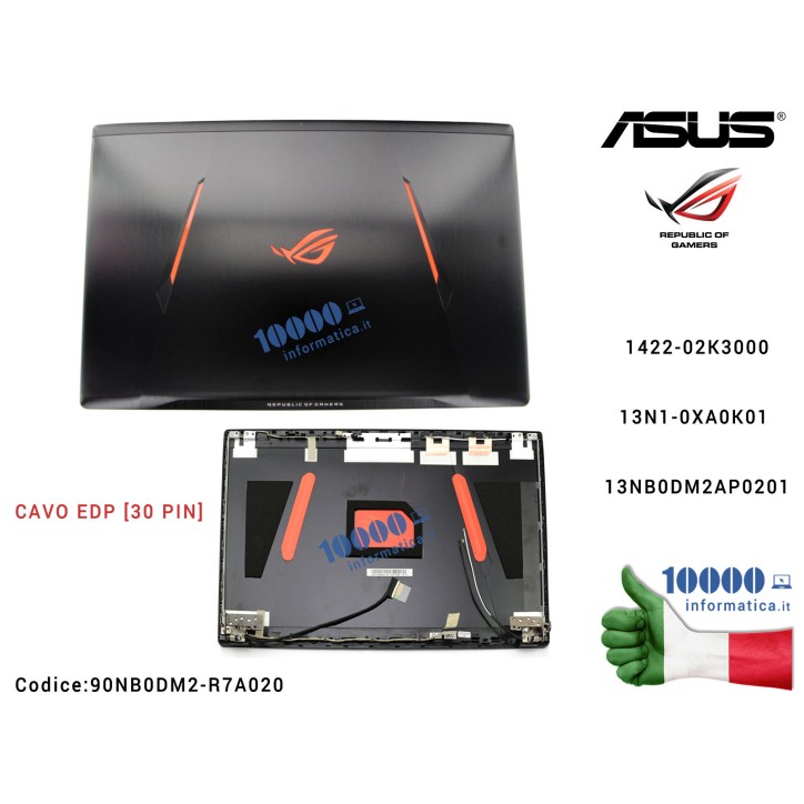 Cover LCD [30 PIN] ASUS ROG Strix GL753 (NERO + LOGO ROG) GL753VD GL753VE GL753V FX753V FX753VD FX753VE 1422-02K3000 13N1-0XA0K0