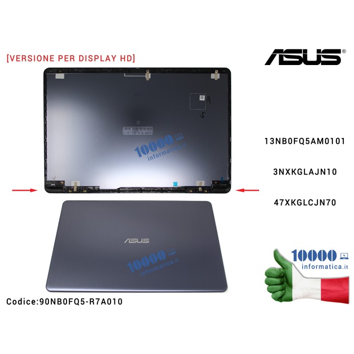 Cover LCD [Versione HD] ASUS VivoBook X510 S510 (STAR GREY) S510U S510UA S510UN S501UR X510U X510UA X510UN X510UR F510U F510UA K