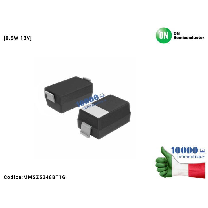 Diodo Zener SMD 0.5W 18V 500MW (2 PIN) MMSZ 5248BT1G SOD123 ON Semiconductor