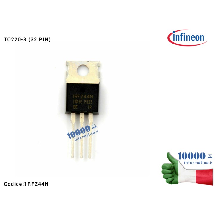 IC Chip Mosfet 1RFZ44N IRF244N IRFZ 44N TRANSISTOR TO220-3 (55V - Logic Level Gate) International Rectifier IRFIZ44NPbF IC Chip Mosfet 1RFZ44N IRF244N IRFZ 44N TRANSISTOR TO220-3 (55V - Logic Level Gate) International Rectifier IRFIZ44NPbF