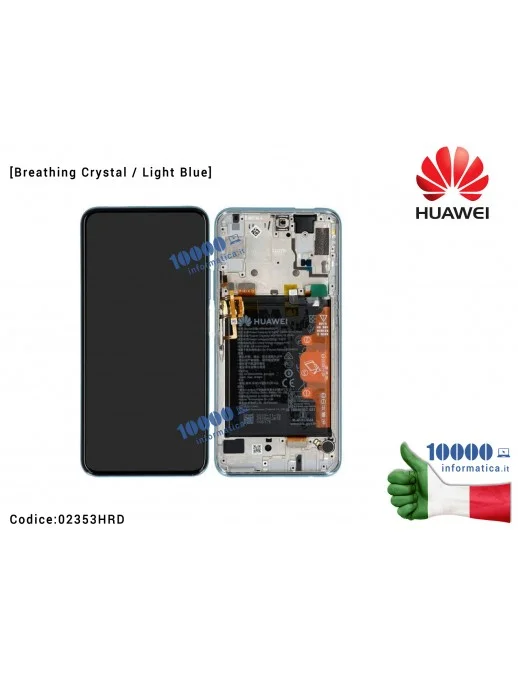Display LCD con Vetro Touch Screen + Frame HUAWEI P Smart Pro (STK-L21) [Breathing Crystal / Light Blue] completo di Batteria + 