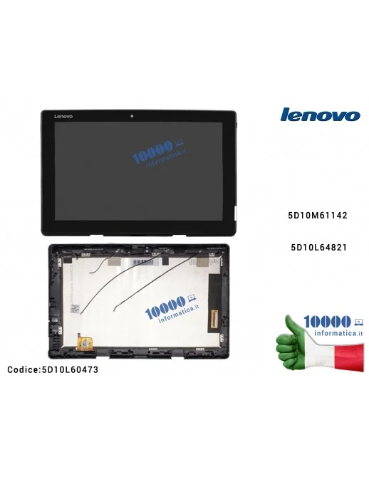 Display LCD con Vetro Touch Screen e cornice Frame LENOVO Miix 310 Miix 310-10ICR (80SG) 10,1'' 5D10M61142 5D10L64821