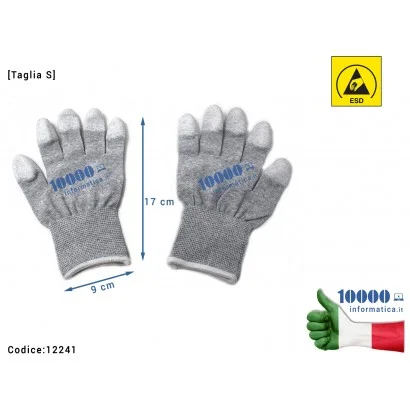Guanti Antistatici Elasticizzati ESD in fibra di carbonio con polpastrelli in PU [Taglia S] Scheda Madre Notebook Smartphone Tab