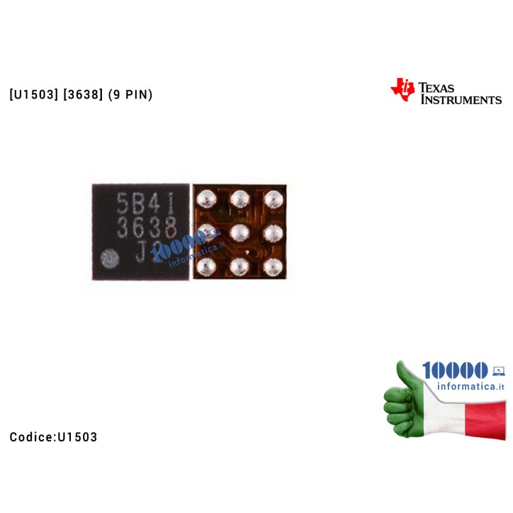 IC Chip U1503 3638 Retroilluminazione Display LCD Fix iPhone 6 6G 6+ 6 Plus [U1503] [3638] (9 PIN) Backlight Control IC Back Lig