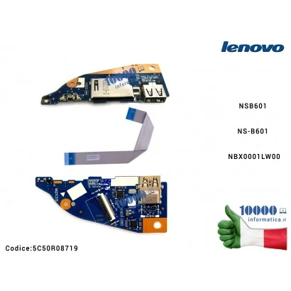 Interruttore di Alimentazione USB SD Board + Cavo LENOVO Yoga 530-14IKB (81EK) Flex 6-14IKB (81EM) NSB601 NS-B601 NBX0001LW00 NB