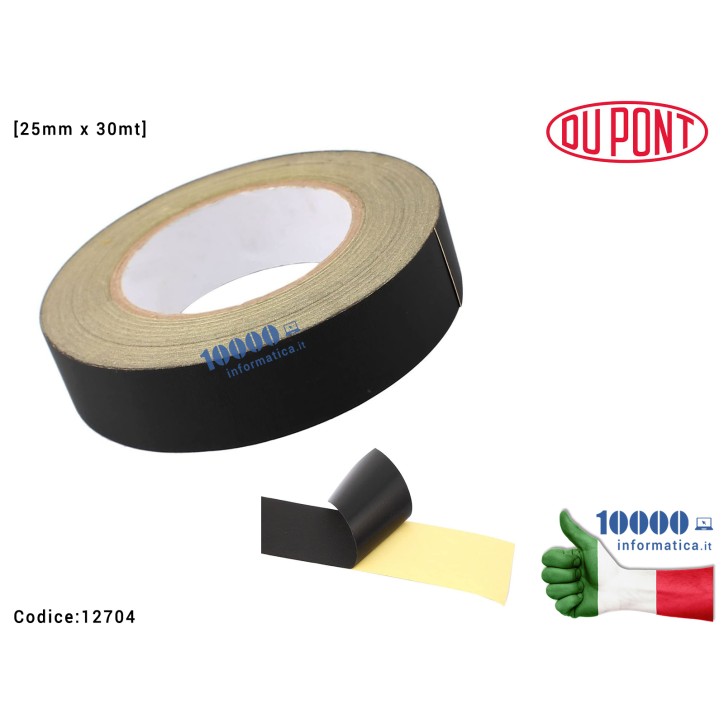 Nastro Adesivo di stoffa isolante nero in tessuto acetato [25mm x 30mt] Alte Temperature Polyimide Tape Protezione Scheda Madre 