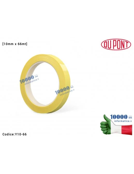 Nastro Adesivo Isolante GIALLO 1 cm [10mm x 66mt] Alte Temperature Mylar Tape Protezione Scheda Madre Notebook Smartphone Tablet