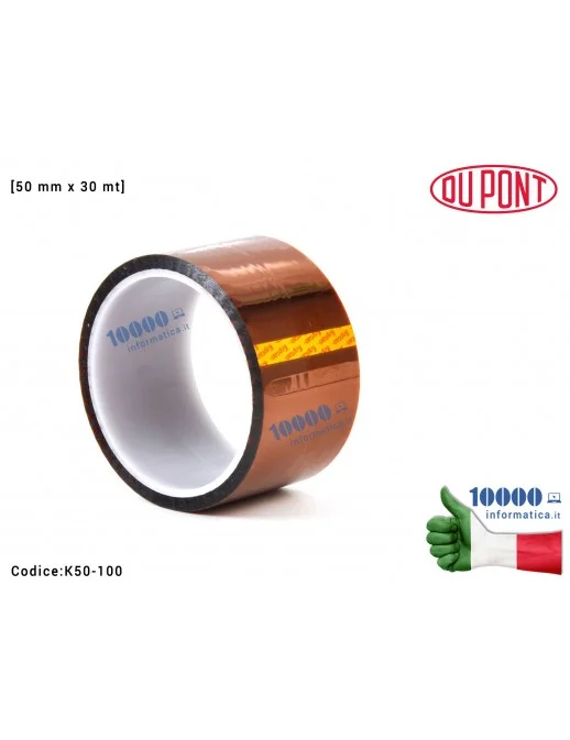 Nastro Adesivo Kapton [50mm x 30mt] Alte Temperature Polyimide Tape Protezione Scheda Madre Notebook Smartphone Tablet BGA PCB B
