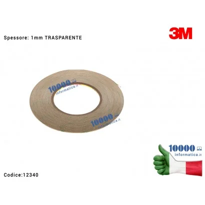 Nastro Biadesivo 3M (TRASPARENTE)[1mm x 55mt] Ultra Strong Riparazioni LCD Display Frame Smartphone iPhone Tablet Cornici Bezel 