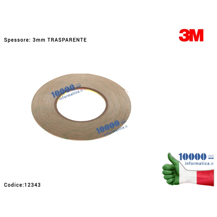 Nastro Biadesivo 3M (TRASPARENTE)[3mm x 55mt] Ultra Strong Riparazioni LCD Display Frame Smartphone iPhone Tablet Cornici Bezel 