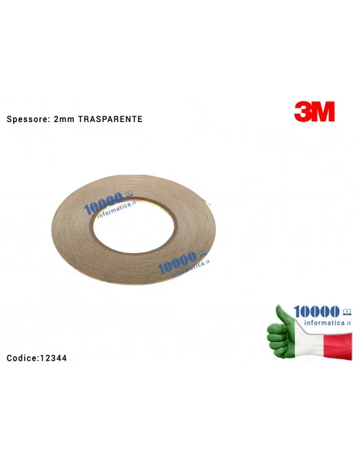 Nastro Biadesivo 3M (TRASPARENTE) [2mm x 55mt] Ultra Strong Riparazioni LCD Display Frame Smartphone iPhone Tablet Cornici Bezel