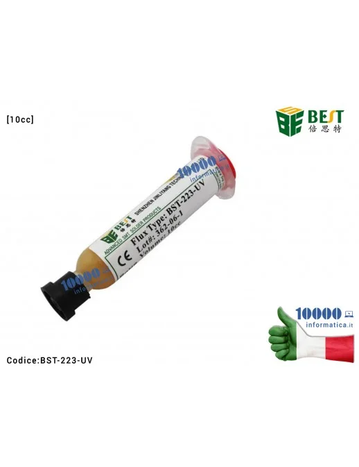Pasta Flussante BEST BST-223-UV [10cc] Solder Flux Paste Lead-Free Welding Flux Saldature per BGA SMD CSP Scheda Madre Notebook 