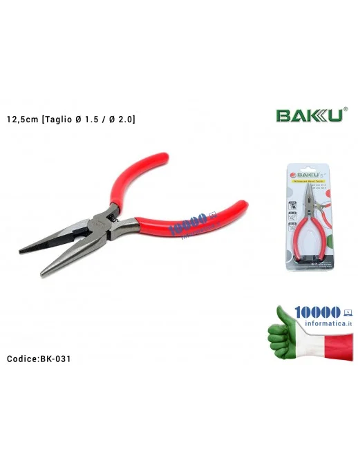 Pinza Becchi Lunghi da Taglio BAKU BK-031 Alto Tenore di Carbonio Acciaio Inox (12,5cm) con impugnatura antiscivolo Tweezers Cut