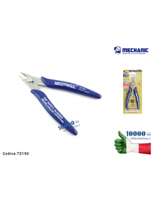 Pinza Tronchesina Professionale MECHANIC TS190 Alto Tenore di Carbonio Acciaio Inox Curved Electric Cutting Pliers Cutter Phone 