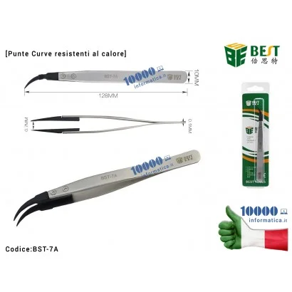 Pinzetta di Precisione BEST BST-7A [Punte Curve Resistente Al Calore Intercambiabili] Acciaio Stainless Steel Highly Precise Ant