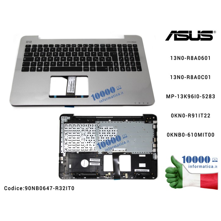 Tastiera Italiana Completa di Top Case Superiore [SILVER] ASUS X555LA F555LA X554LA X555LD A555L A555LB A555LD F555L F555LD X555