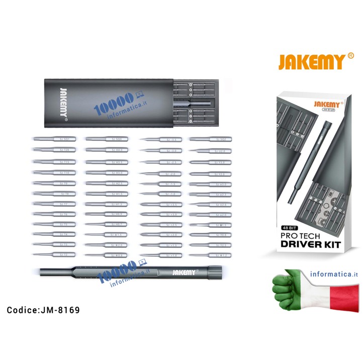 Set 49 pezzi Cacciaviti di Precisione JACKEMY JM-8169 Esagonali Torx mini Stella Kit per Riparazione Cellulari fai da te Precisi