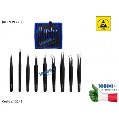 Set 9 Pinzette Antistatiche ESD Anti-magnetica [ESD-10/ESD-11/ESD-12/ESD-13/ESD-14/ESD-15/ESD-16/ESD-17/ESD-34A] Scheda Madre No