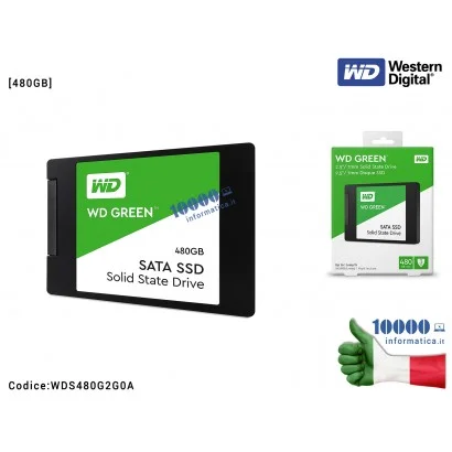 SSD Western Digital 480GB Verde WD GREEN Hard Disk Interno 2,5'' SATA WDS480G2G0A