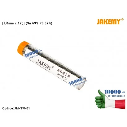 JAKEMY SOLDER WIRE JM-SW-01 BOBINA FILO DI STAGNO SPESSORE 1mm Stagno JACKEMY JM-SW-01 [1,0mm x 17g] (Sn 63% Pb 37%) Tubetto per