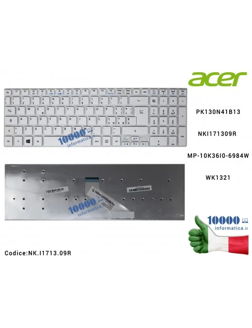 Tastiera Italiana (BIANCA) ACER Aspire 5755G 5830T 5830TG V3-571 V3-572G V3-771G V5-561 E1-572P E5-571 [FRAME ESCLUSO] MP-10K36I