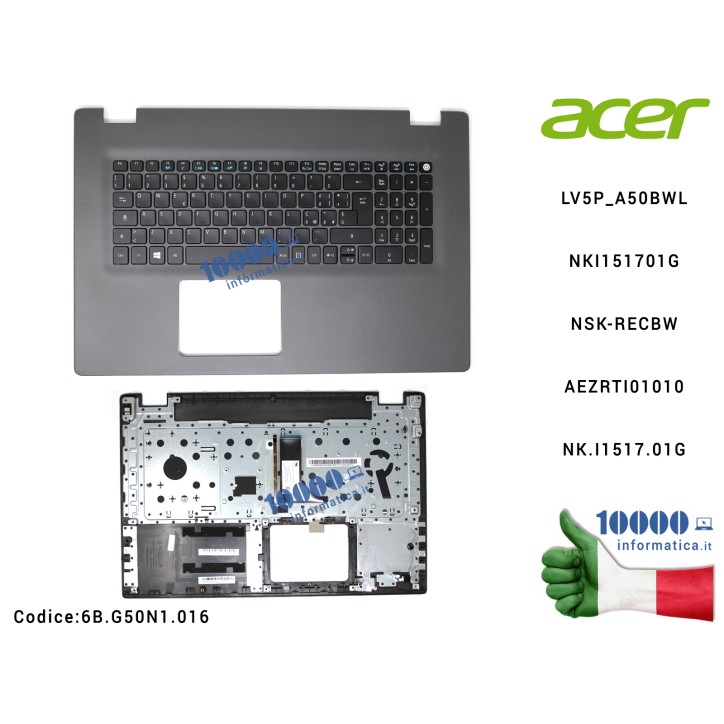 Tastiera Italiana Completa di Top Case Superiore ACER Aspire E5-772G E5-773G [RETROILLUMINATA] NKI151701G NSK-RECBW AEZRTI01010 