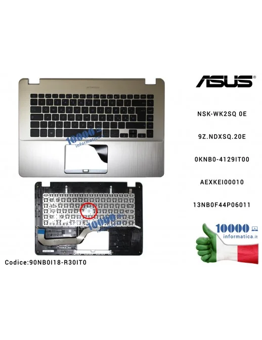 Tastiera Italiana Completa di Top Case Superiore ASUS VivoBook 15 X505 (ICICLE GOLD) X505Z X505ZA F505 F505Z F505ZA NSK-WK2SQ 0E
