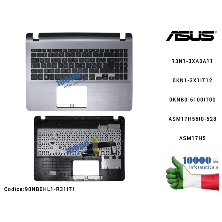 Tastiera Italiana Completa di Top Case Superiore ASUS VivoBook X507 (Star Grey) X507M X507MA X507U X507UA X507UF F507U F507UA F5