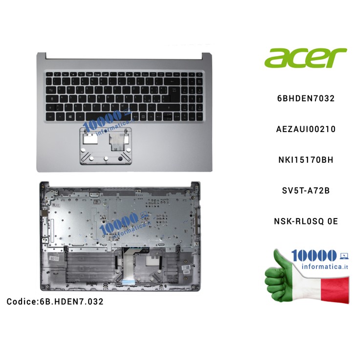 Tastiera Italiana Completa di Top Case Superiore [SILVER] ACER Aspire A515-54 A515-54G 6BHDEN7032 AEZAUI00210 NKI15170BH SV5T-A7
