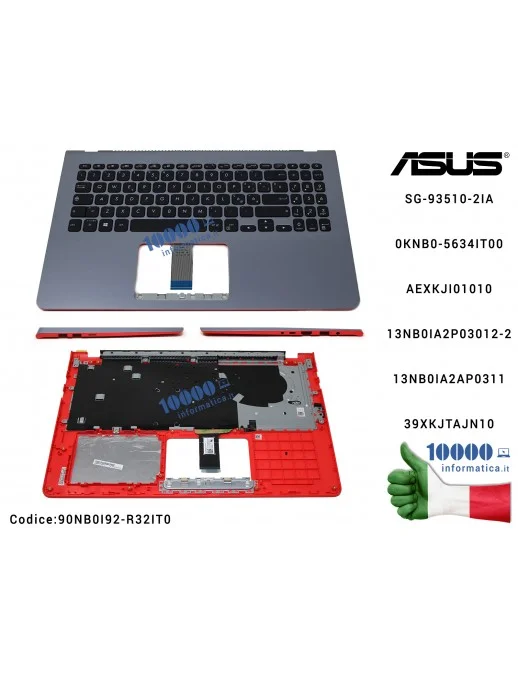 Tastiera Italiana Retroilluminata Completa di Top Case Superiore ASUS X530 S530 [Star Grey Red - GRIGIO ROSSO] VivoBook S15 X530
