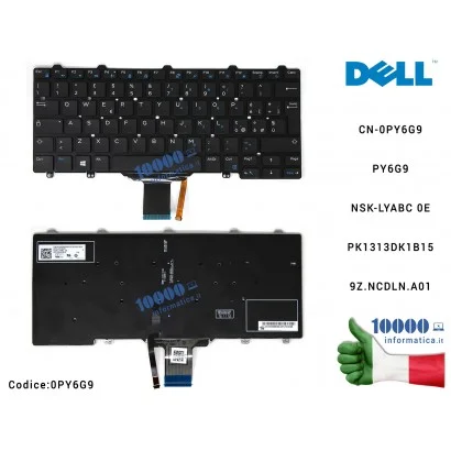 0PY6G9 Tastiera Italiana Retroilluminata DELL Latitude 12 5000 (E5250) (E5270) (E5450) 12 7000 (E7250) (E7270) (E7450) CN-0PY...