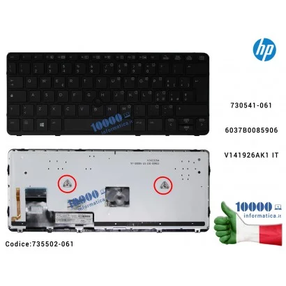 735502-061 Tastiera Italiana Retroilluminata HP EliteBook 820 G1 720 G1 (FRAME NERO) 6037B0085906 730541-061 V141926AK1 IT