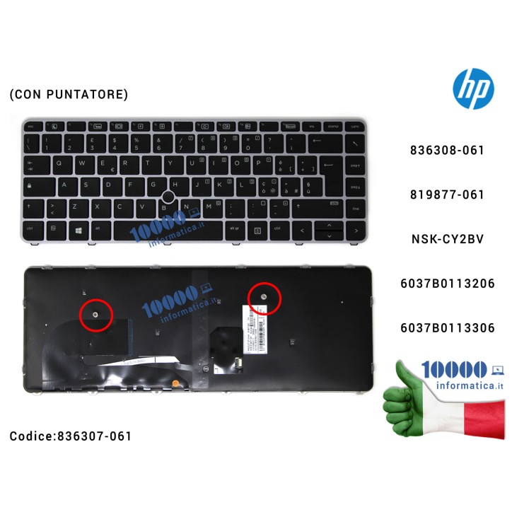 Tastiera Italiana Retroilluminata HP EliteBook 840 G4 848 G4 745 G4 745 G3 (Frame SILVER) (CON PUNTATORE) 6037B0113917 819877-06