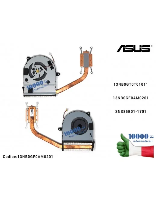 Ventola di Raffreddamento Fan CPU + Dissipatore Heatsink ASUS VivoBook S410U S410UA X411UA X411U A411 F411 K410 P1410 S401 S410