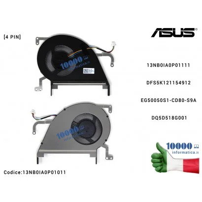 Ventola di Raffreddamento Fan CPU ASUS VivoBook S15 X530 X530U X530UN X530UA X530UF X420 V530 S530 K530 13NB0IA0P01111 DFS5K1211