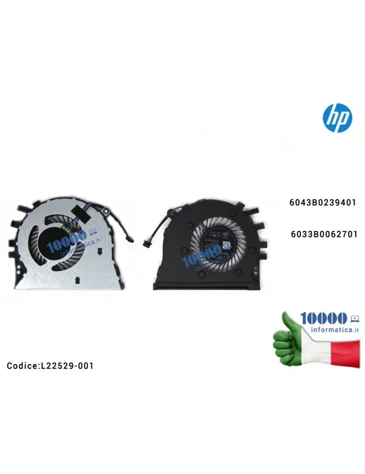 Ventola di Raffreddamento Fan CPU HP Envy 17-BY 17-CA 17-BY0053C 17-BY0021DX 17-BY0061CL 17-BY0053OD 6043B0239401 6033B0062701