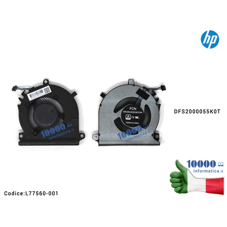 Ventola di Raffreddamento Fan CPU HP Pavilion Gaming 15-EC 15-EC0013DX DFS2000055K0T 15-EC0013DX 15-EC0751MS 15-EC0054AX 15-EC00
