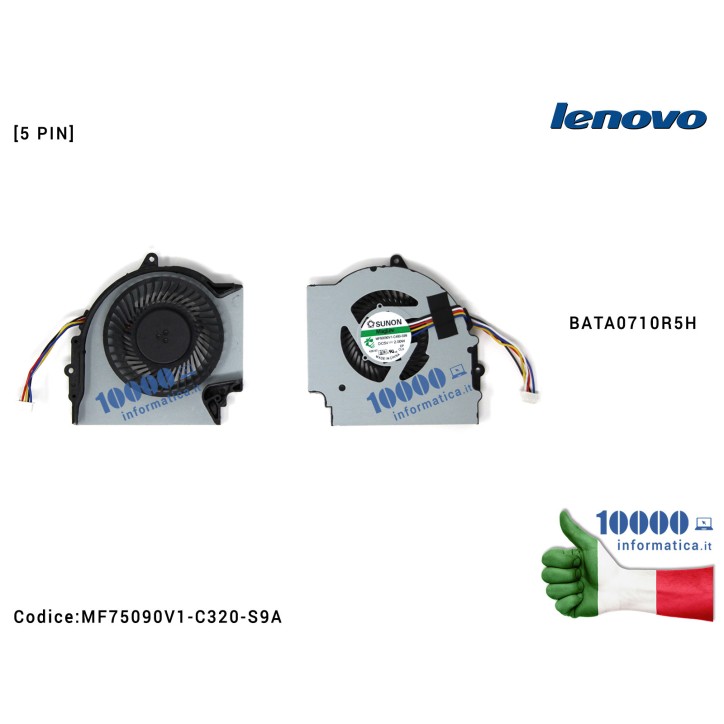 Ventola di Raffreddamento Fan CPU LENOVO ThinkPad Edge E431 E531 E440 E540 MF75090V1-C320-S9A BATA0710R5H Ventola di Raffreddamento Fan CPU LENOVO ThinkPad Edge E431 E531 E440 E540 MF75090V1-C320-S9A BATA0710R5H